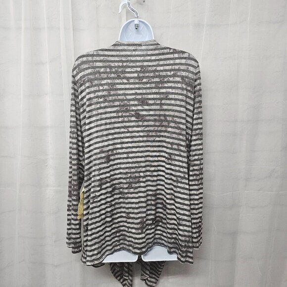 One World Gray Striped Grunge Cardigan Jacket Open Punk 2X NWT - Picture 7 of 13
